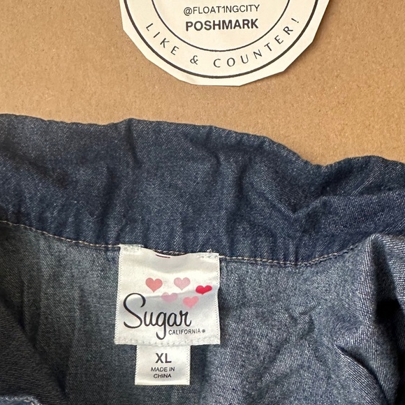 Belted Denim and Lace Vest Dress SUGAR SIZE XL (GIRLS) - Picture 3 of 5